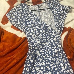 Blue and white dress